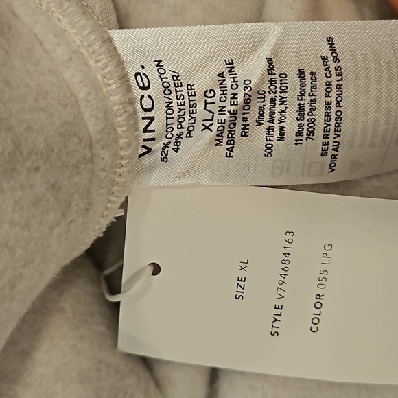 💕VINCE💕 Cotton-Blend Wide-Leg Fleece Trousers ~ White and Grey Melangé XL NWT - Picture 17 of 17